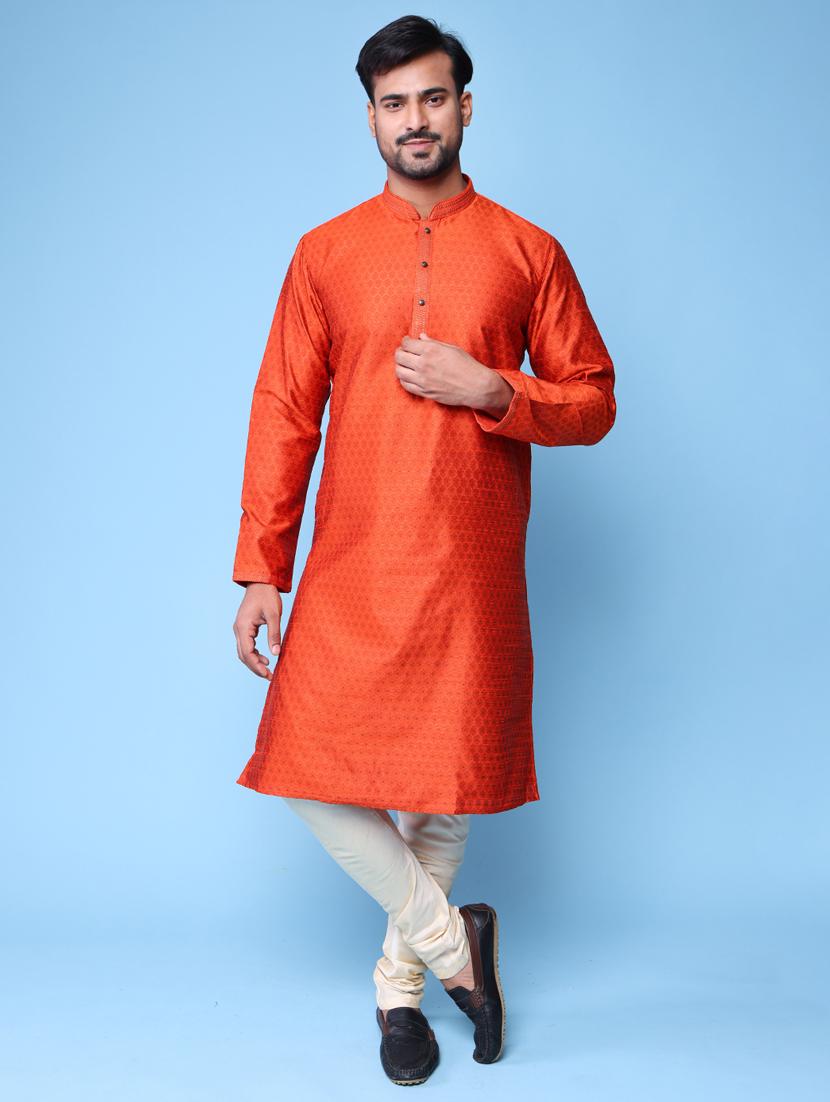 men mandarin neck kurta pyjama ethnic wear set - 22061987 - Standard Image - 1