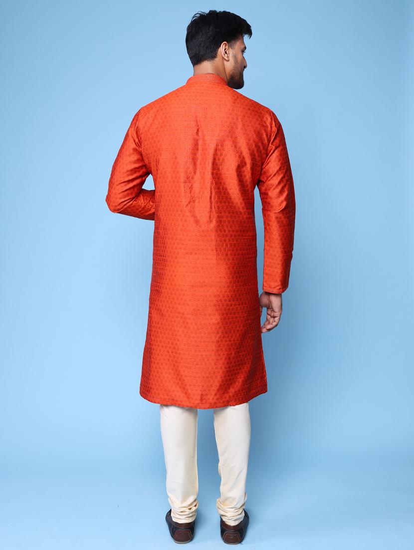 men mandarin neck kurta pyjama ethnic wear set - 22061987 - Standard Image - 4