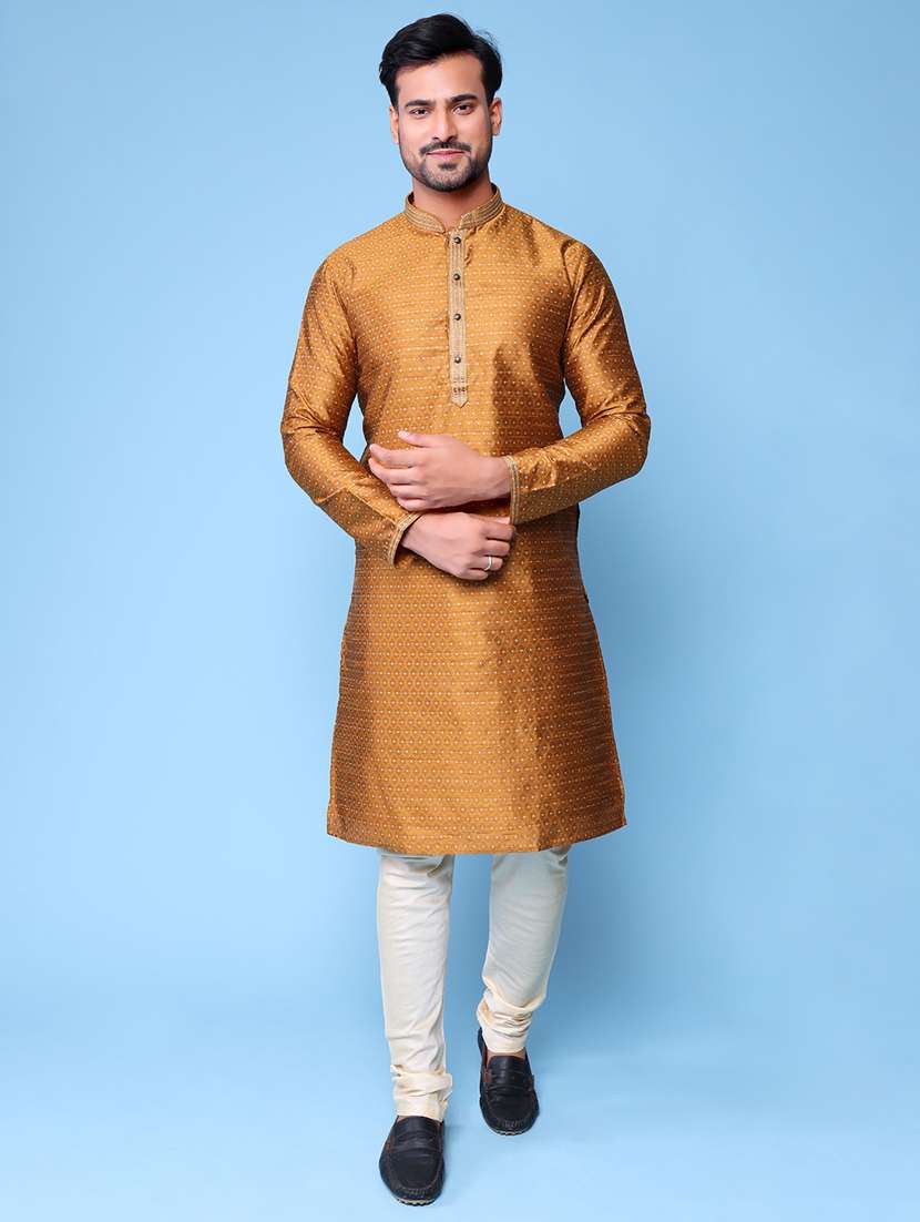 men mandarin neck kurta pyjama ethnic wear set - 22061988 - Standard Image - 1