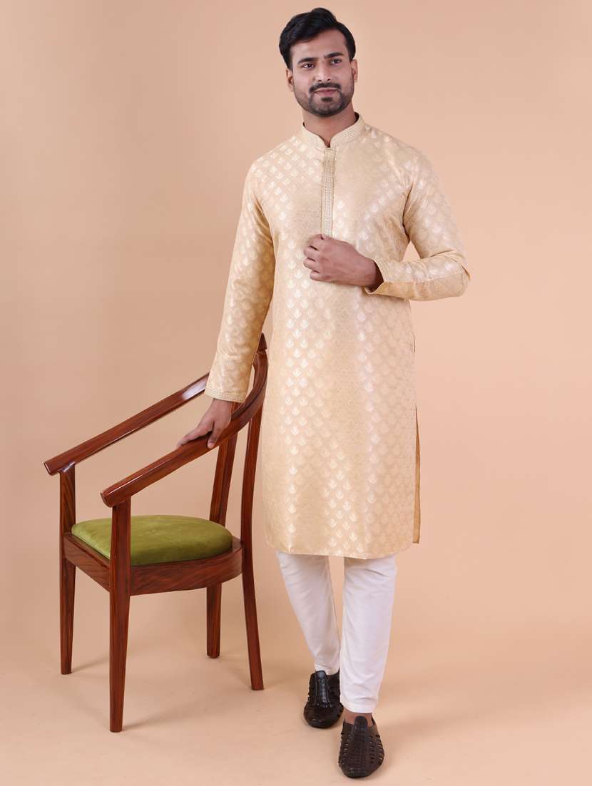 men mandarin neck kurta pyjama ethnic wear set - 22061989 -  Standard Image - 1