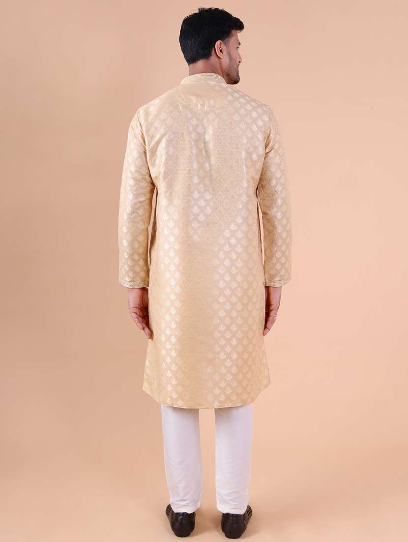 men mandarin neck kurta pyjama ethnic wear set - 22061989 -  Standard Image - 4