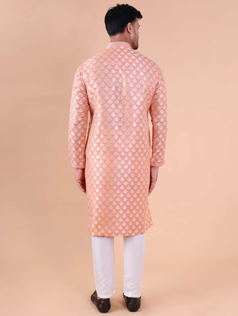 men mandarin neck kurta pyjama ethnic wear set - 22061990 -  Standard Image - 4