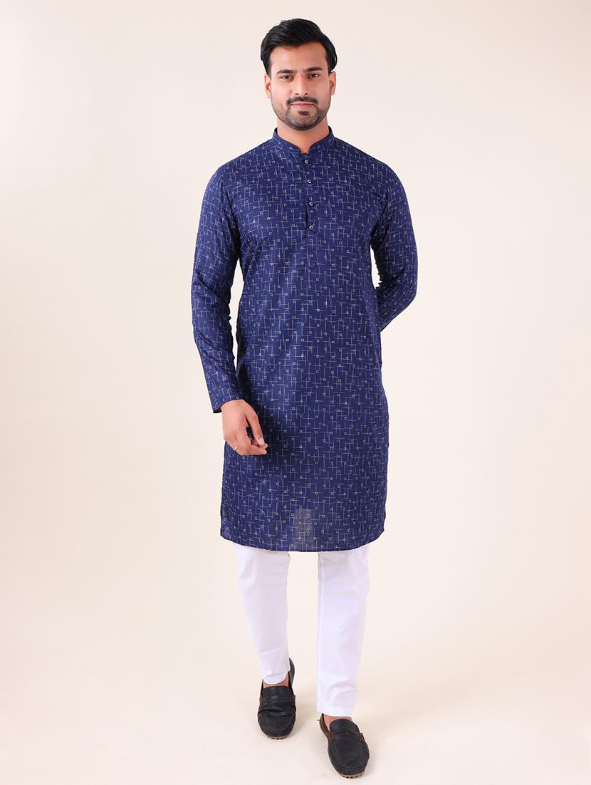 men mandarin neck kurta pyjama ethnic wear set - 22061991 - Standard Image - 1