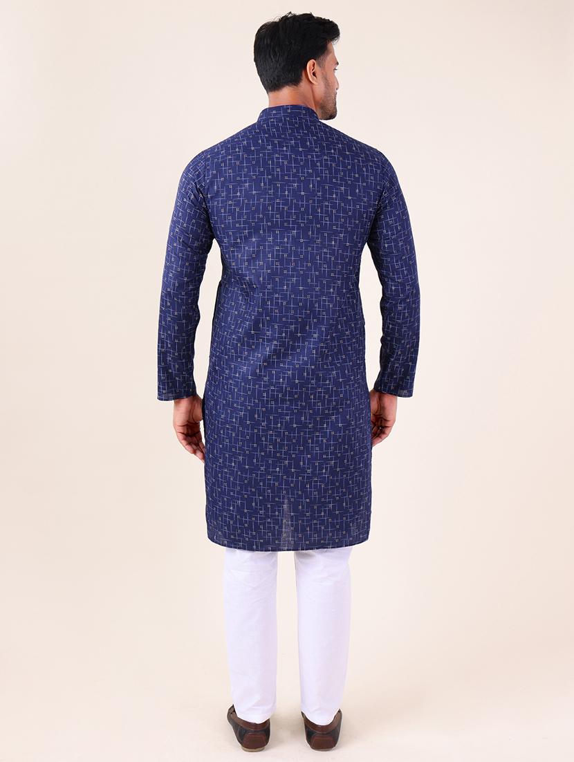 men mandarin neck kurta pyjama ethnic wear set - 22061991 - Standard Image - 4
