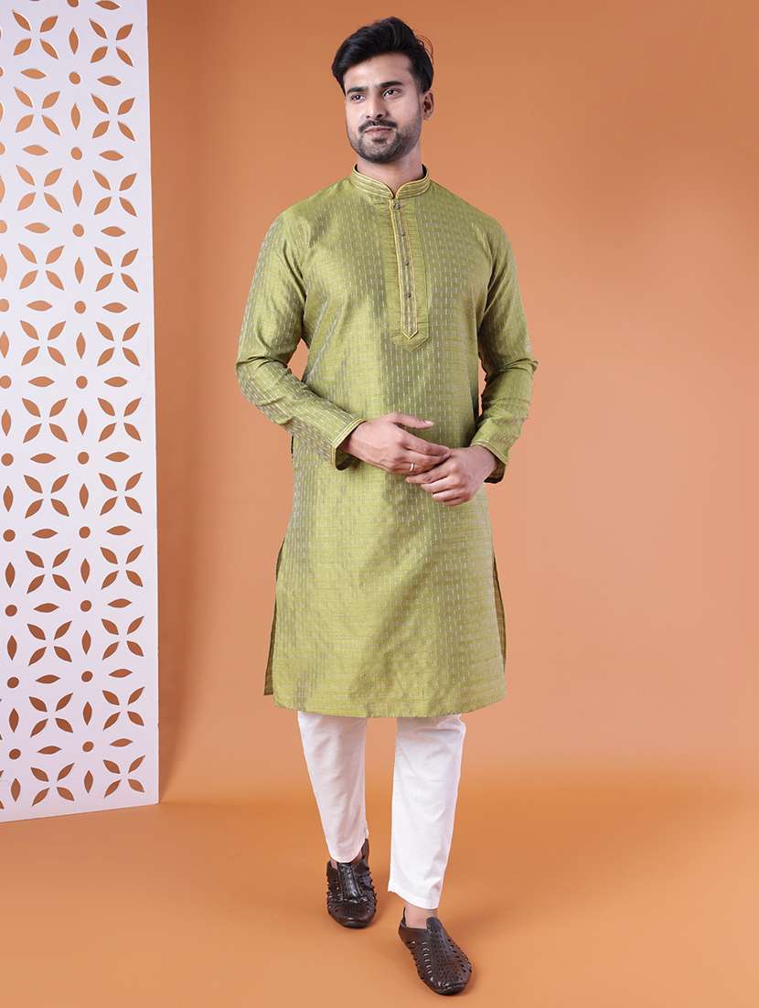 men mandarin neck kurta pyjama ethnic wear set - 22061992 - Standard Image - 1