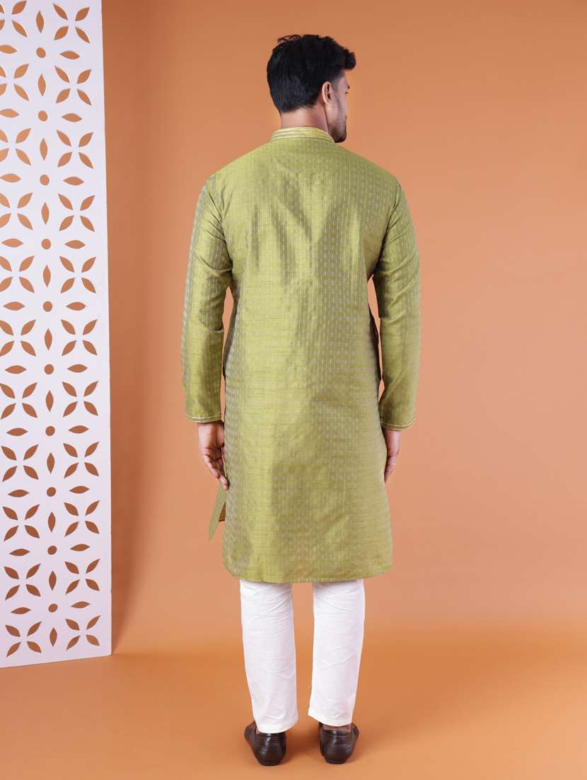 men mandarin neck kurta pyjama ethnic wear set - 22061992 - Standard Image - 4