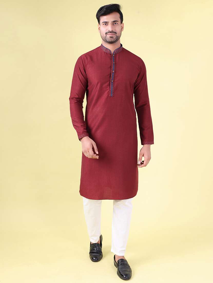 men mandarin neck kurta pyjama ethnic wear set - 22061994 - Standard Image - 1