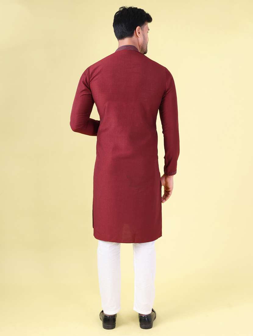 men mandarin neck kurta pyjama ethnic wear set - 22061994 - Standard Image - 4