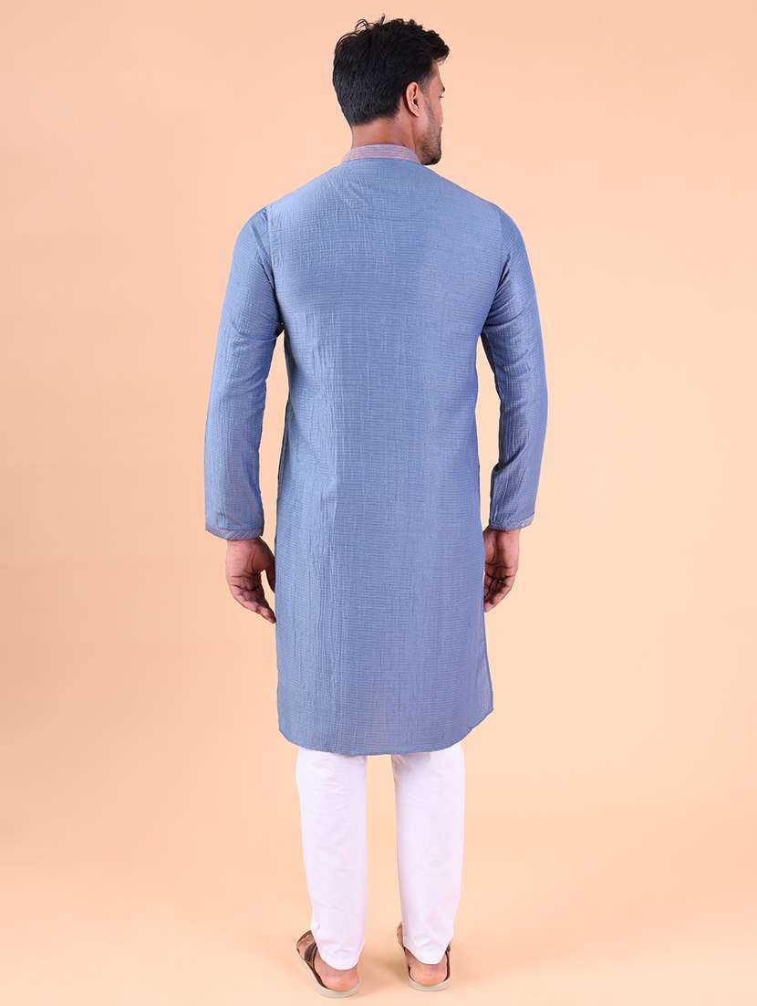 men mandarin neck kurta pyjama ethnic wear set - 22061995 - Standard Image - 4