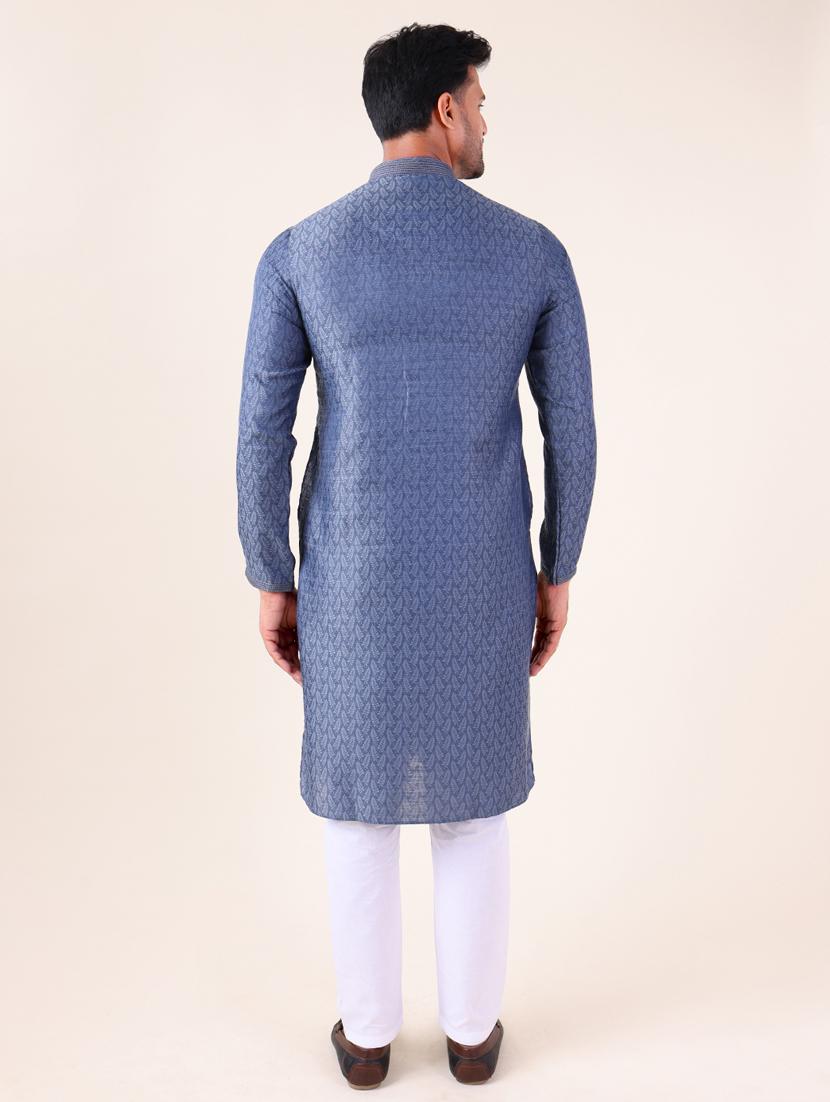 men mandarin neck kurta pyjama ethnic wear set - 22061996 - Standard Image - 4
