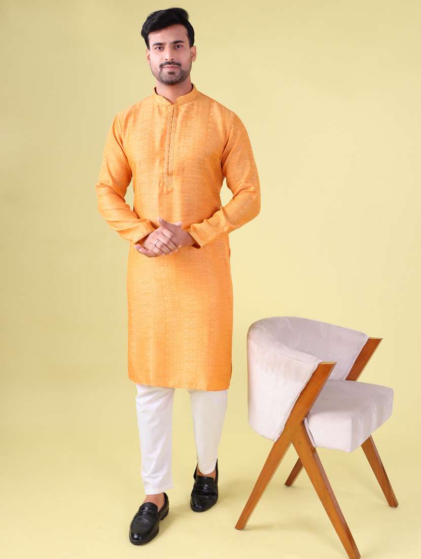 men mandarin neck kurta pyjama ethnic wear set - 22061997 - Standard Image - 1