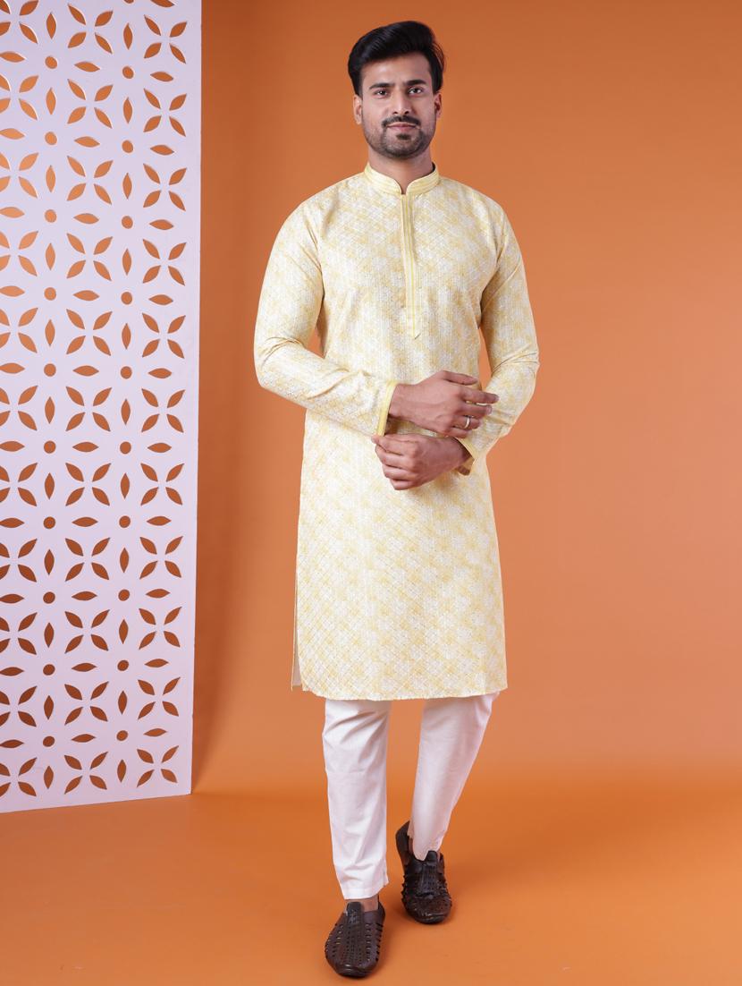 men mandarin neck kurta pyjama ethnic wear set - 22061999 - Standard Image - 1