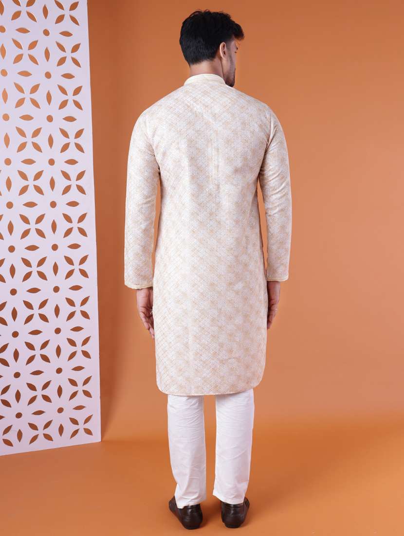 men mandarin neck kurta pyjama ethnic wear set - 22062000 -  Standard Image - 4