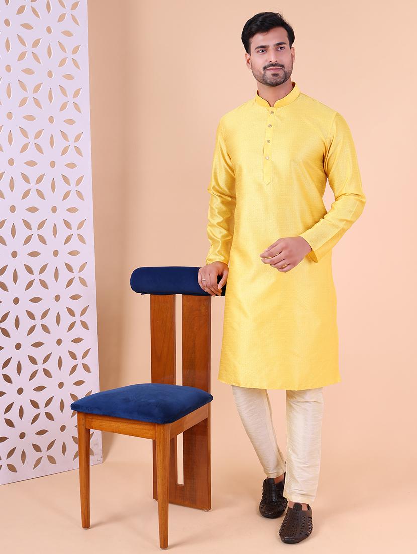 men mandarin neck kurta pyjama ethnic wear set - 22062001 -  Standard Image - 1