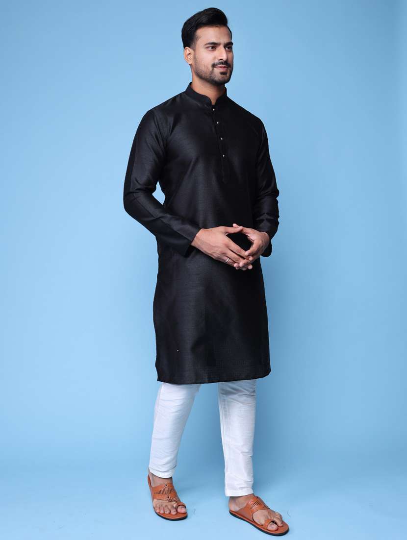 Men Mandarin Neck Kurta Pyjama Ethnic Wear Set