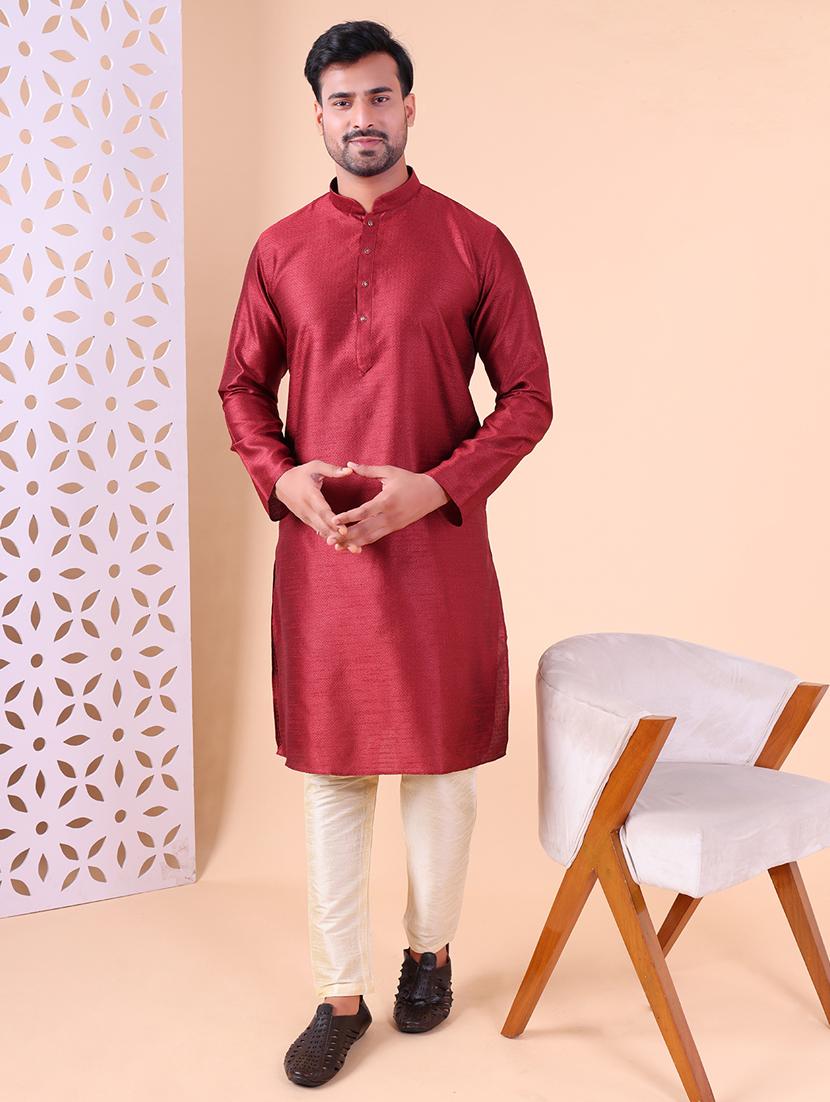 men mandarin neck kurta pyjama ethnic wear set - 22062004 - Standard Image - 1