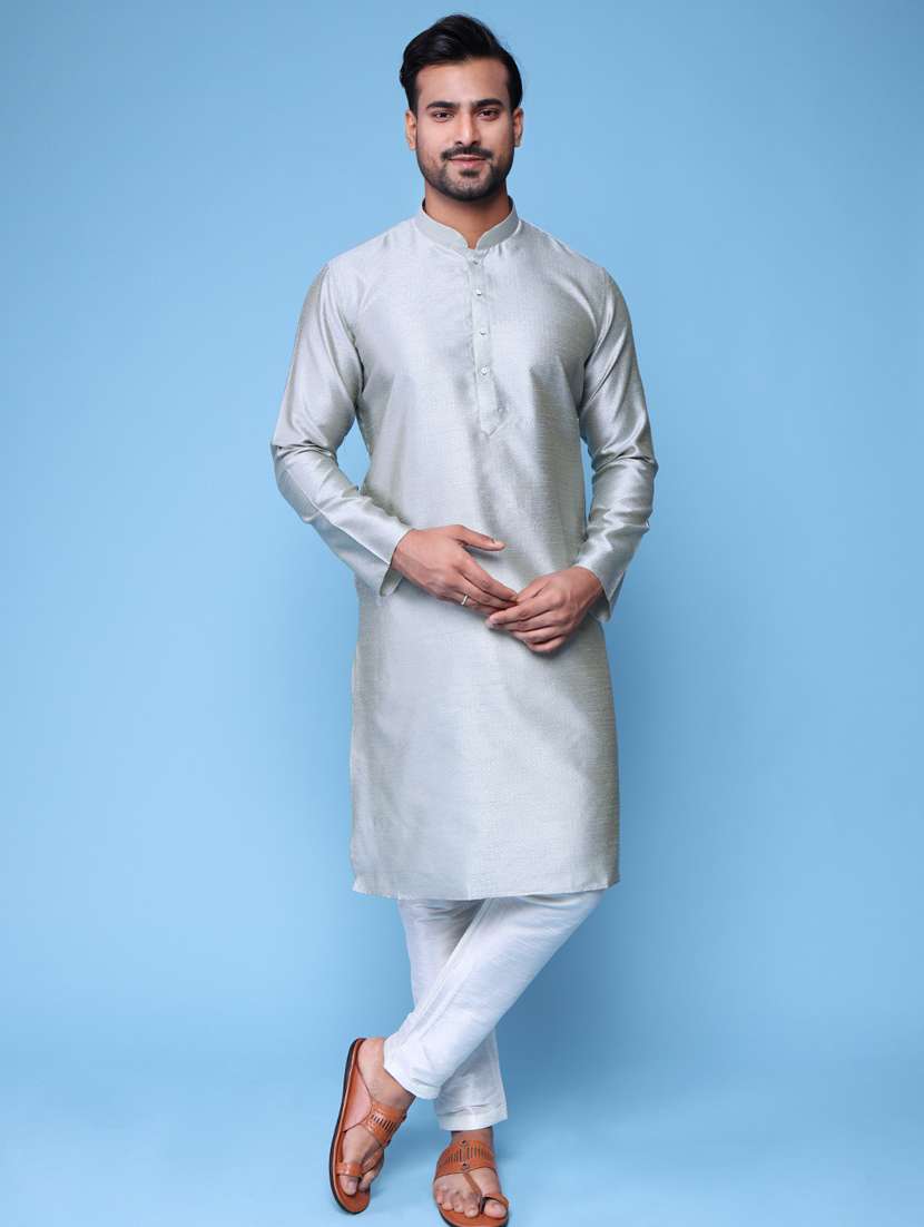men mandarin neck kurta pyjama ethnic wear set - 22062005 -  Standard Image - 1