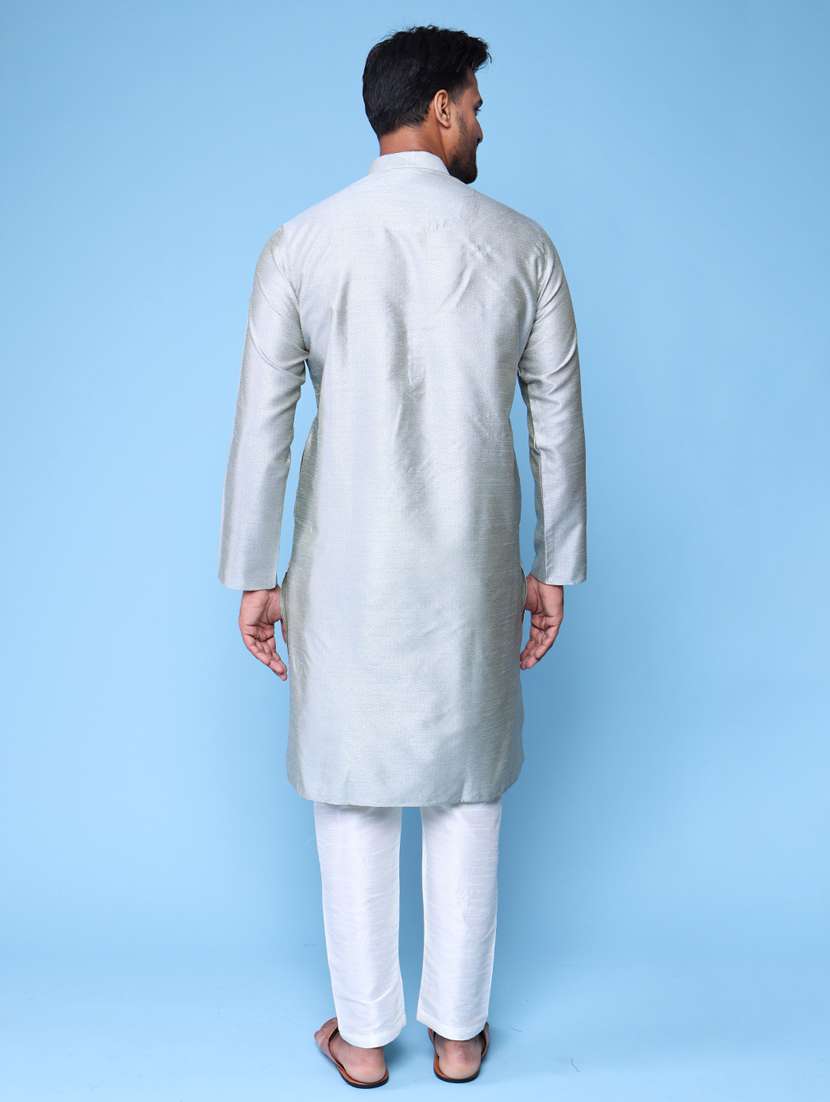 men mandarin neck kurta pyjama ethnic wear set - 22062005 - Standard Image - 4