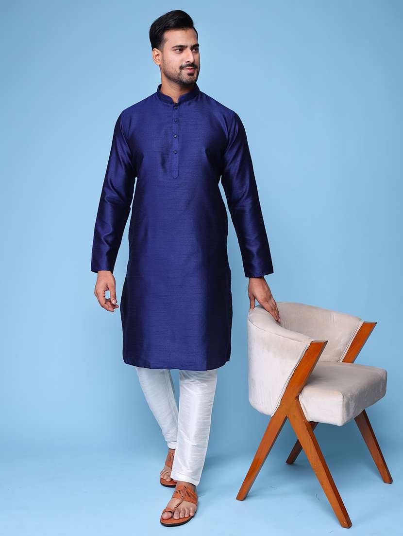 men mandarin neck kurta pyjama ethnic wear set