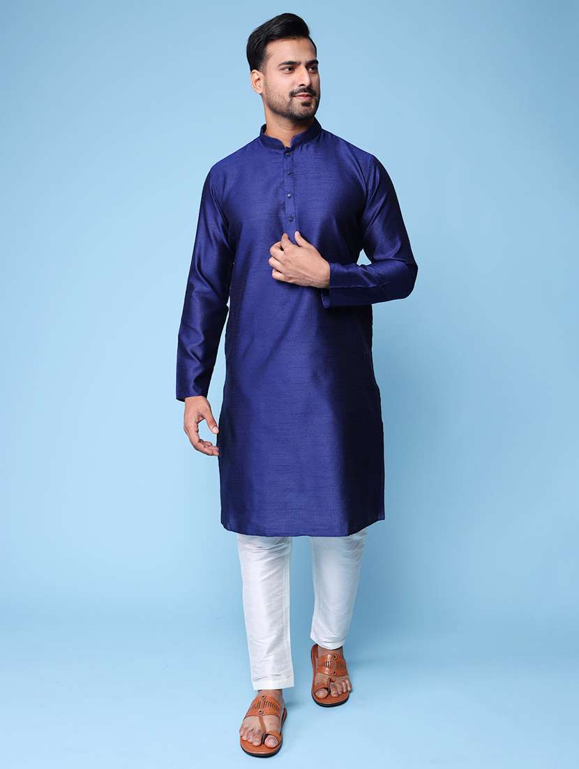 men mandarin neck kurta pyjama ethnic wear set - 22062006 -  Standard Image - 1