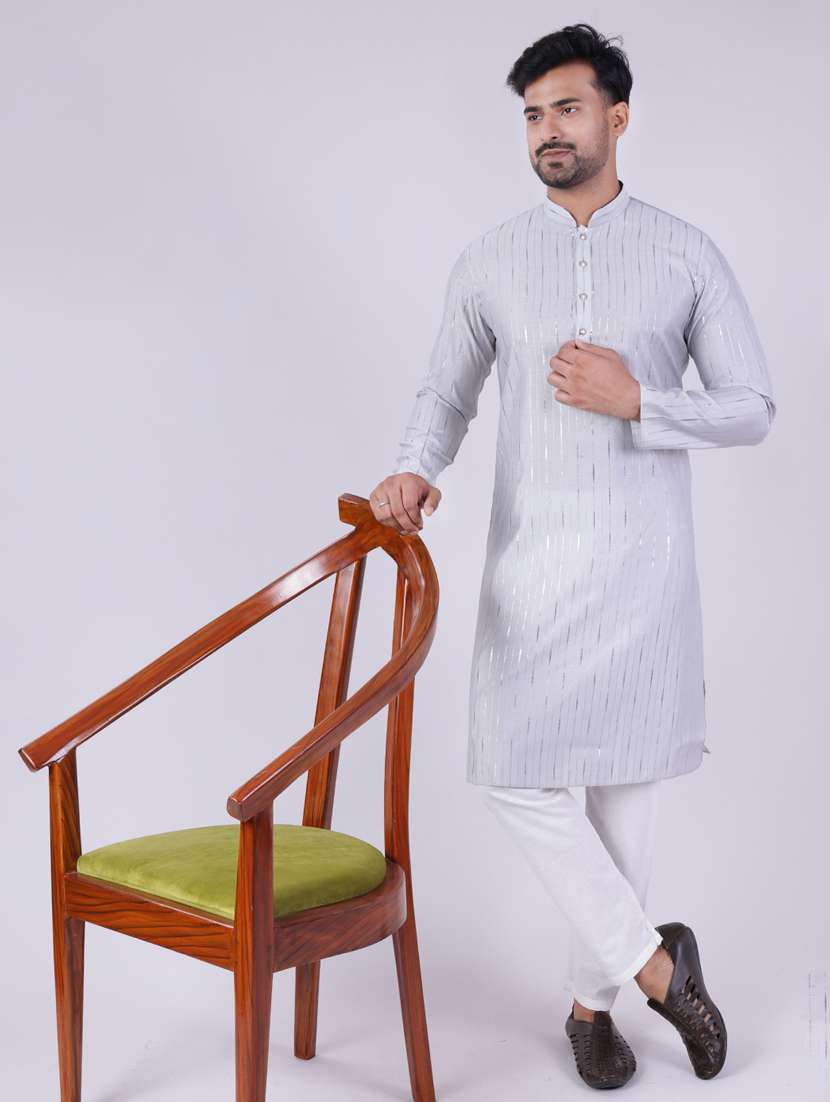 men mandarin neck kurta pyjama ethnic wear set - 22062008 -  Standard Image - 1