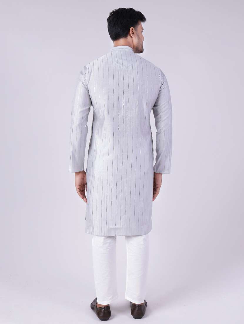men mandarin neck kurta pyjama ethnic wear set - 22062008 - Standard Image - 4