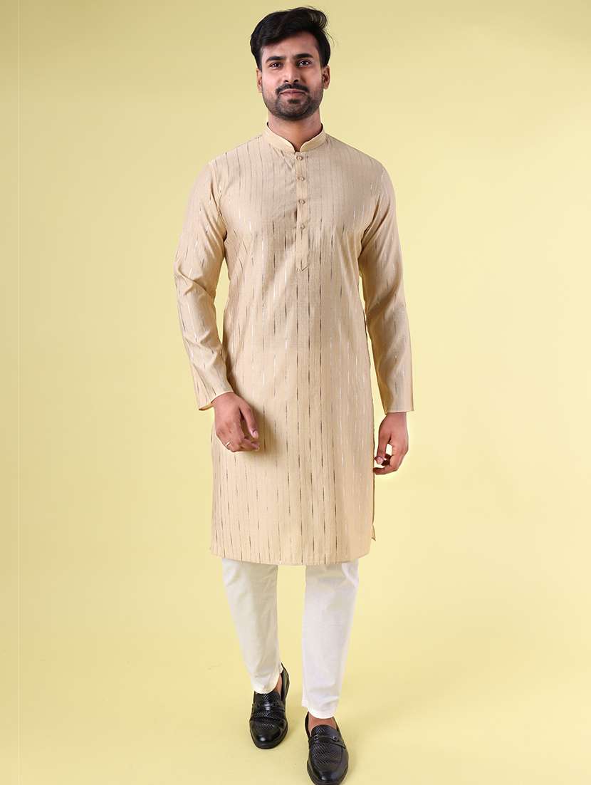 men mandarin neck kurta pyjama ethnic wear set - 22062009 - Standard Image - 1