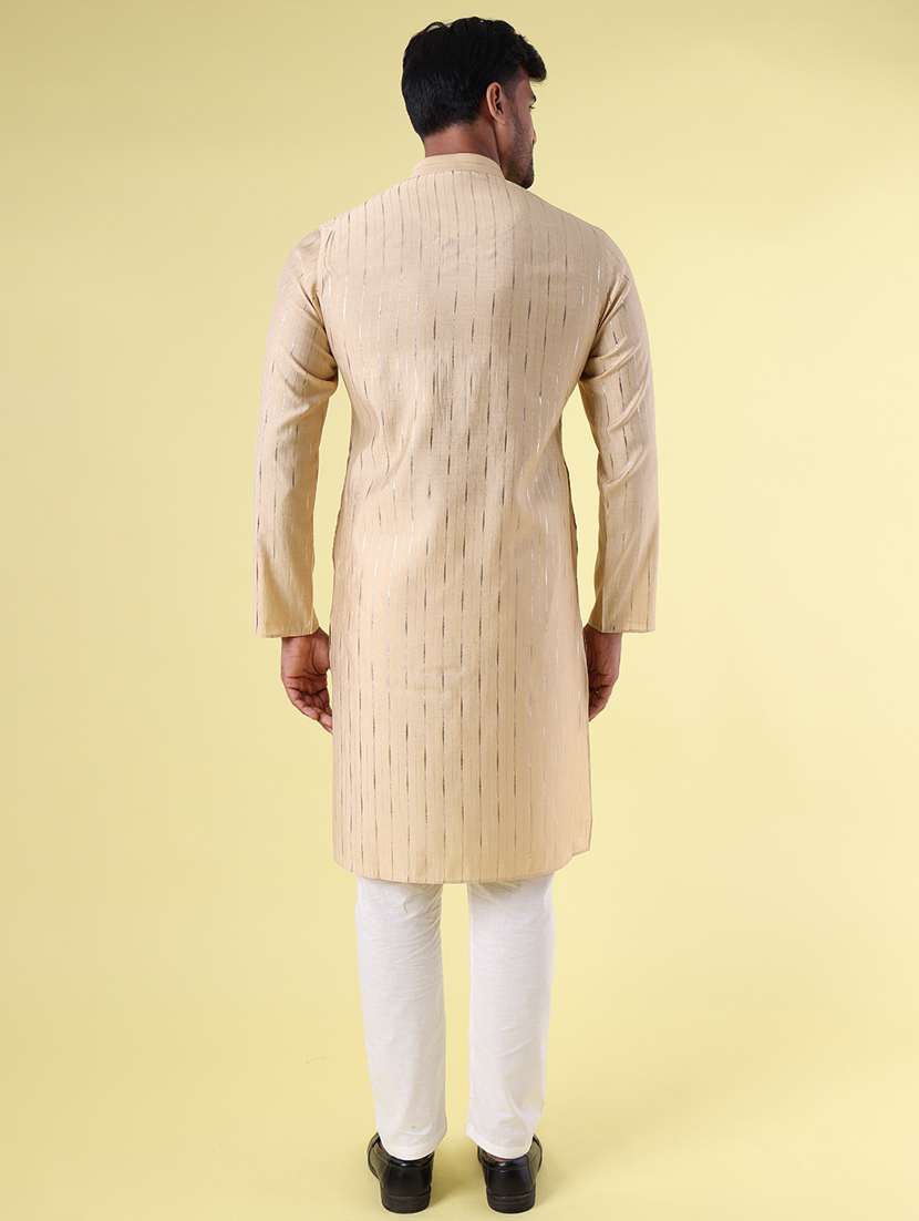 men mandarin neck kurta pyjama ethnic wear set - 22062009 - Standard Image - 4