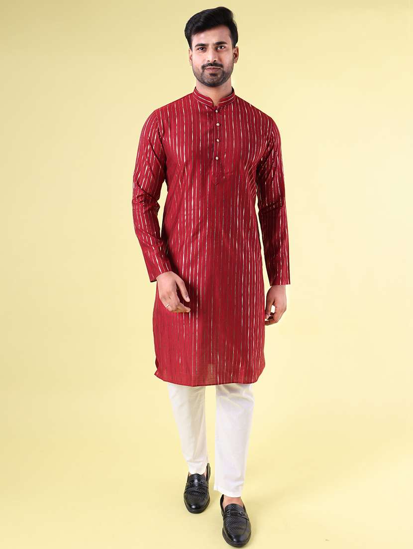 men mandarin neck kurta pyjama ethnic wear set - 22062011 - Standard Image - 1