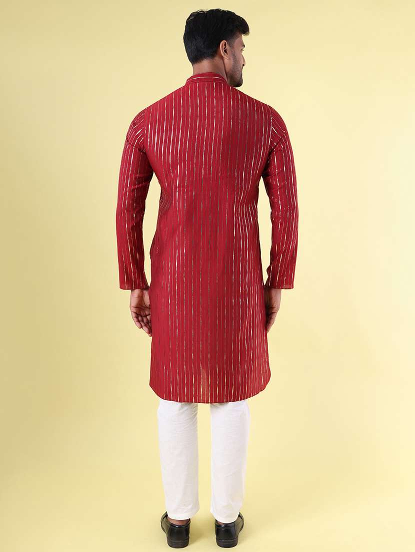 men mandarin neck kurta pyjama ethnic wear set - 22062011 - Standard Image - 4