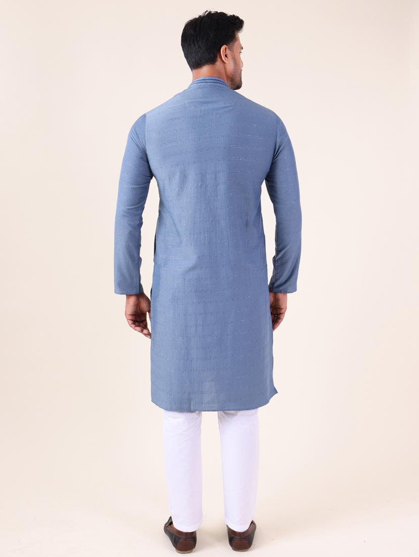 men mandarin neck kurta pyjama ethnic wear set - 22062015 - Standard Image - 4