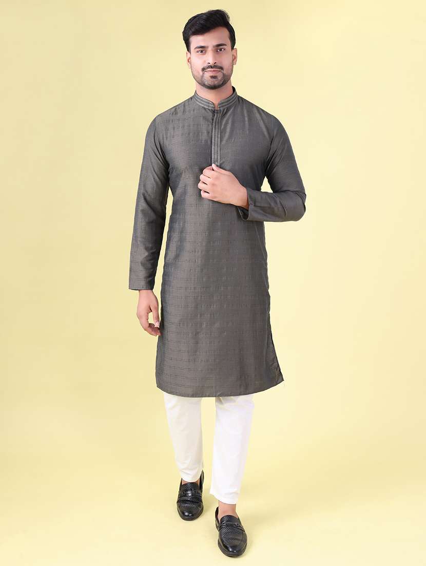 men mandarin neck kurta pyjama ethnic wear set - 22062016 -  Standard Image - 1
