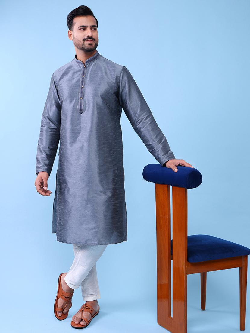 men mandarin neck kurta pyjama ethnic wear set - 22062021 - Standard Image - 1