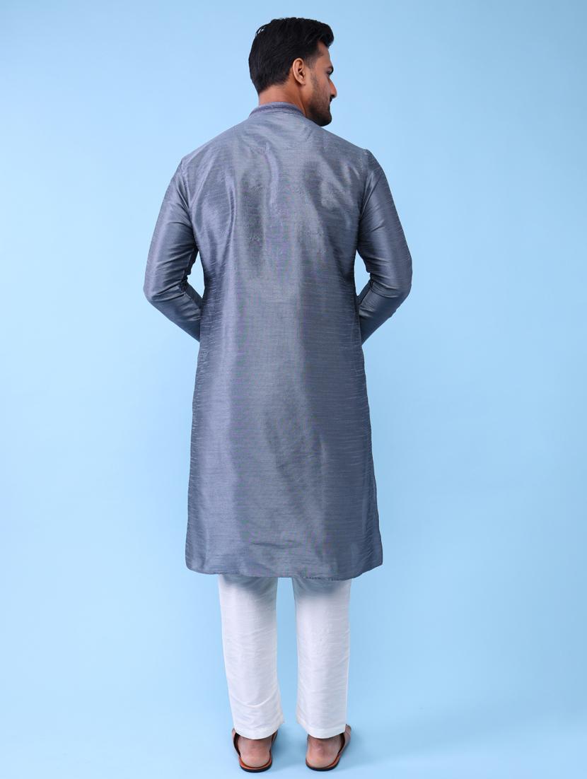 men mandarin neck kurta pyjama ethnic wear set - 22062021 - Standard Image - 4