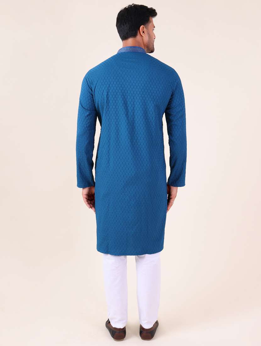 men mandarin neck kurta pyjama ethnic wear set - 22062025 - Standard Image - 4