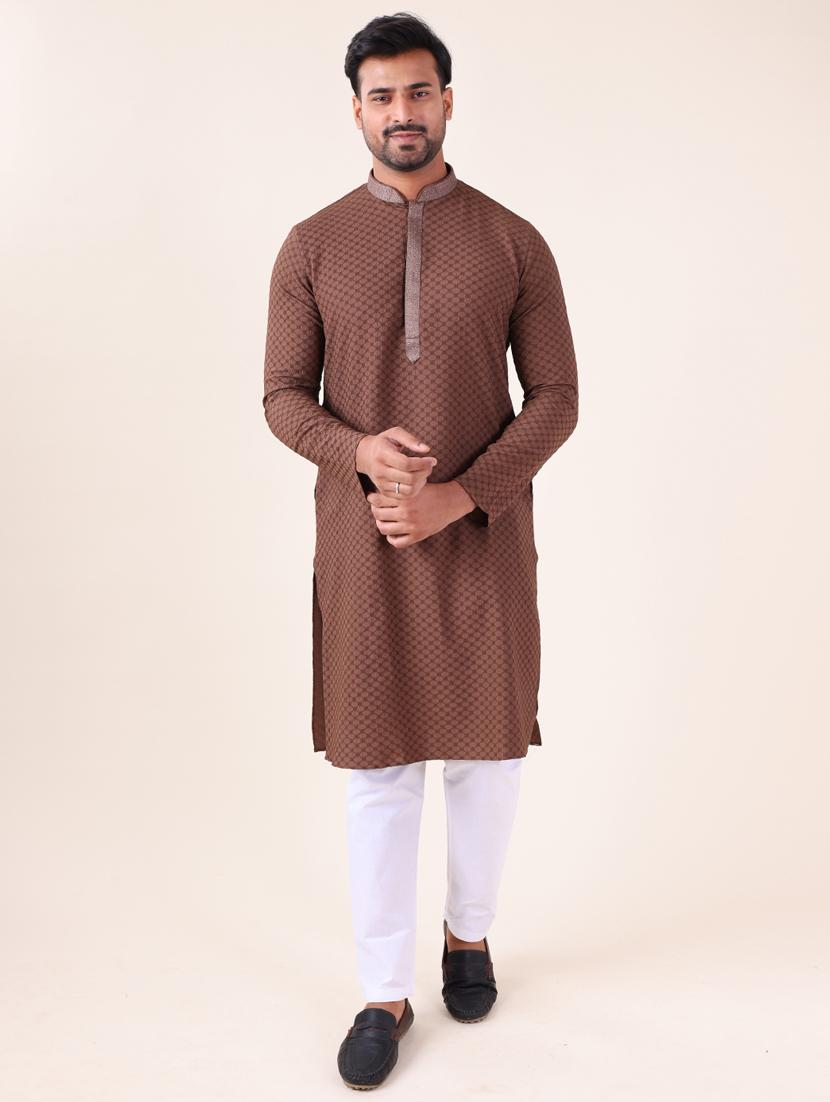 men mandarin neck kurta pyjama ethnic wear set - 22062026 - Standard Image - 1