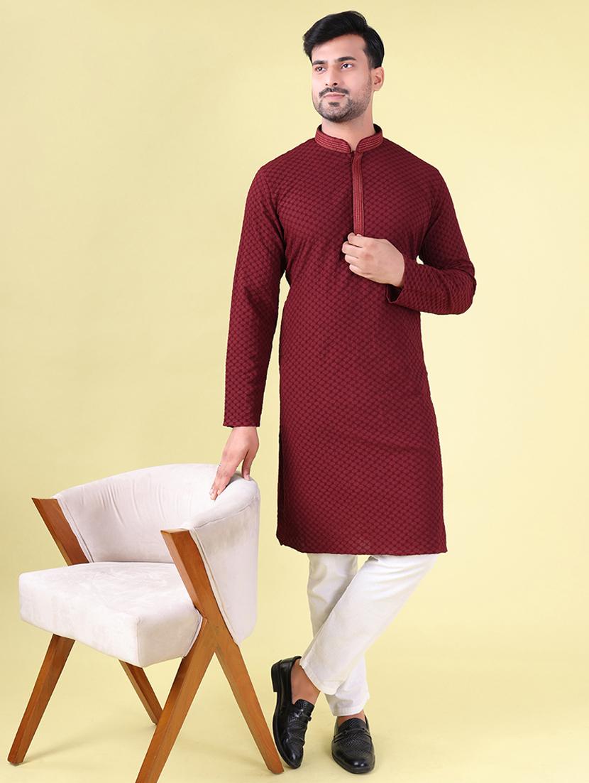 men mandarin neck kurta pyjama ethnic wear set - 22062027 - Standard Image - 1