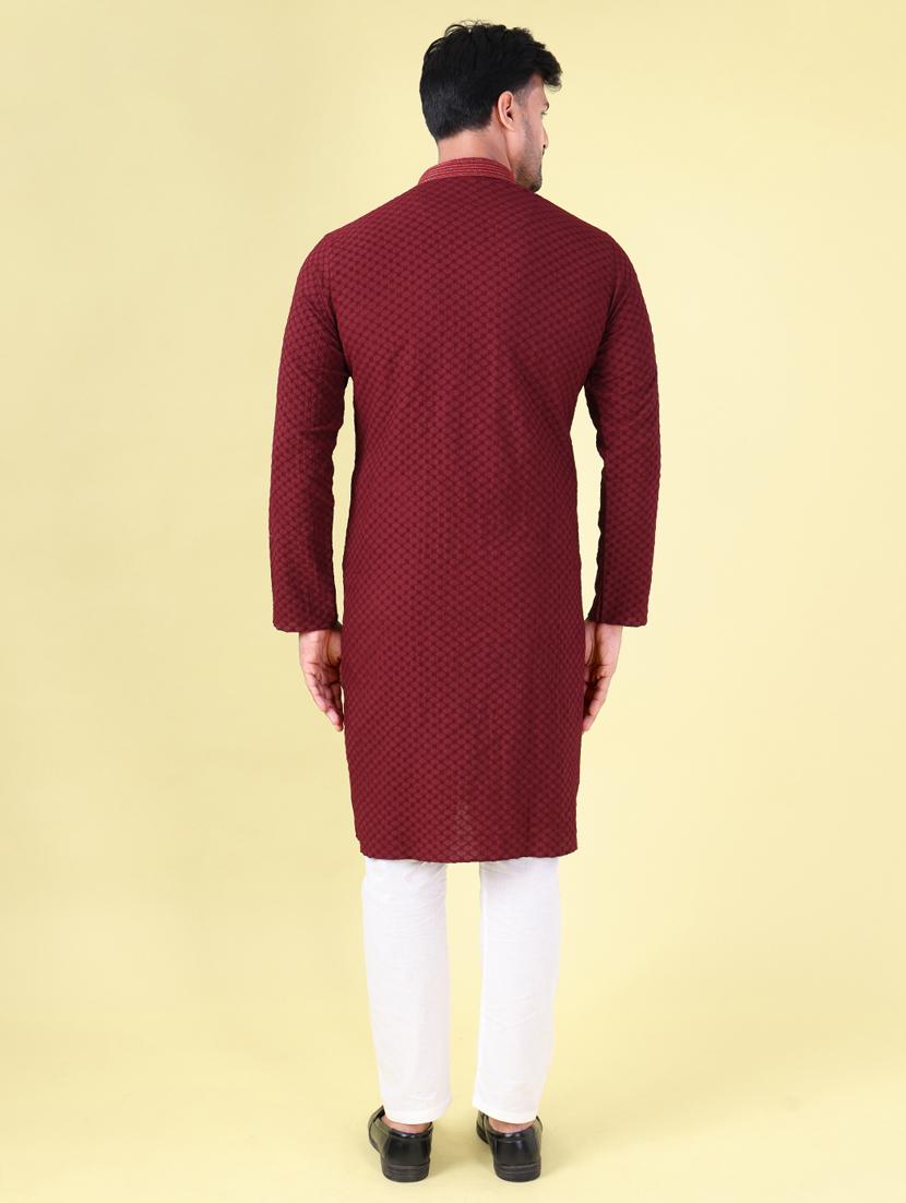 men mandarin neck kurta pyjama ethnic wear set - 22062027 - Standard Image - 4