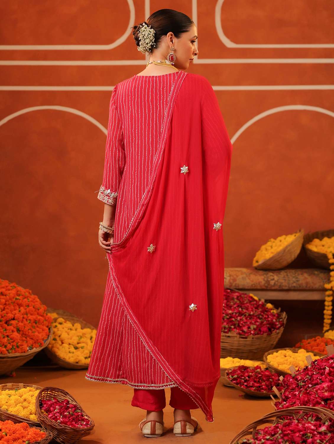 women three quarter sleeve kurta pant with dupatta set - 22062049 - Standard Image - 4