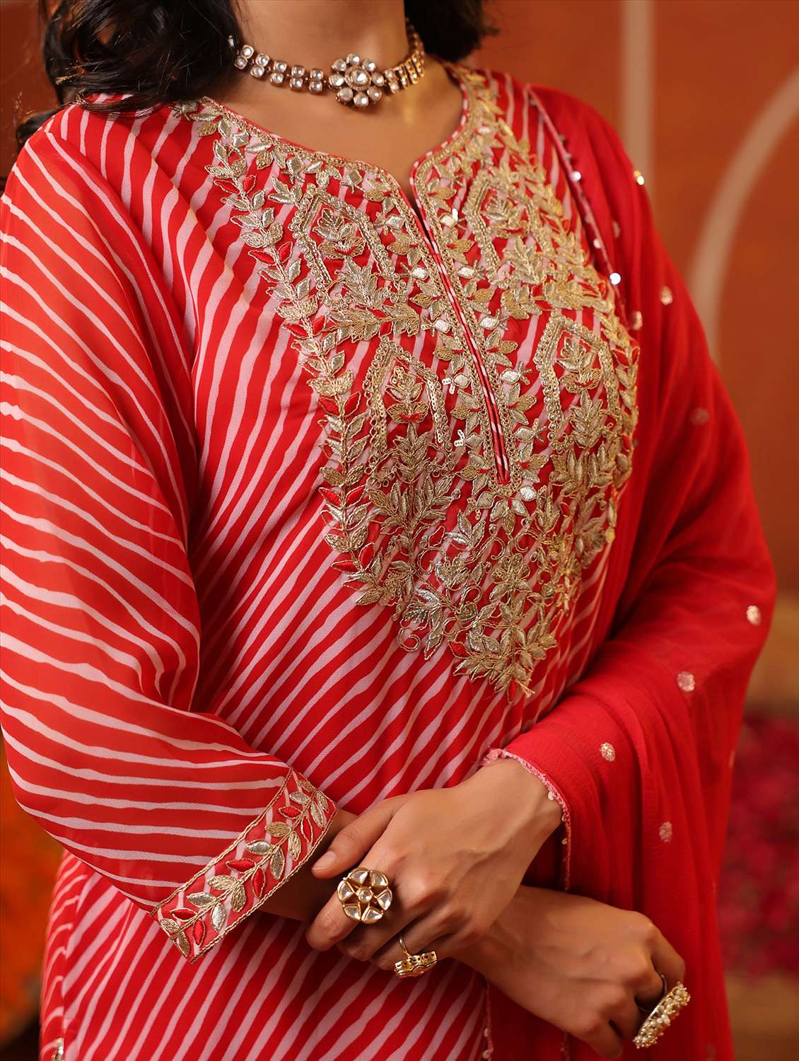 women three quarter sleeve kurta pant with dupatta set - 22062054 - Standard Image - 6