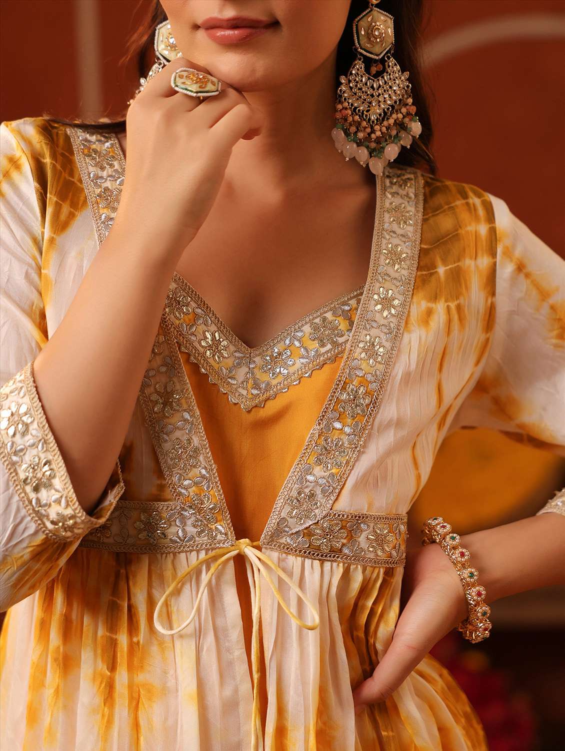 women three quarter sleeve kurta pant set - 22062065 -  Standard Image - 6