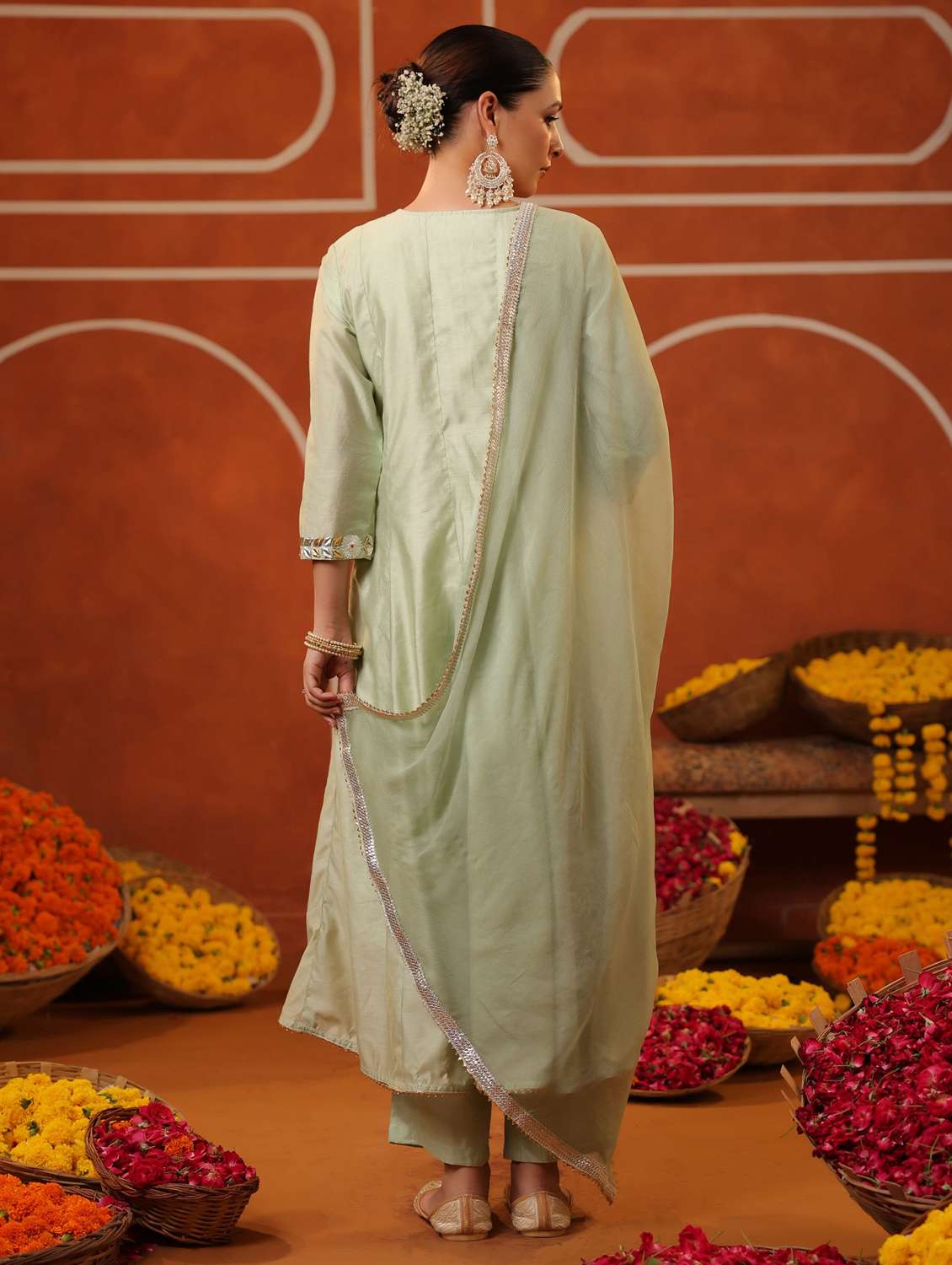 women three quarter sleeve kurta pant with dupatta set - 22062080 -  Standard Image - 4