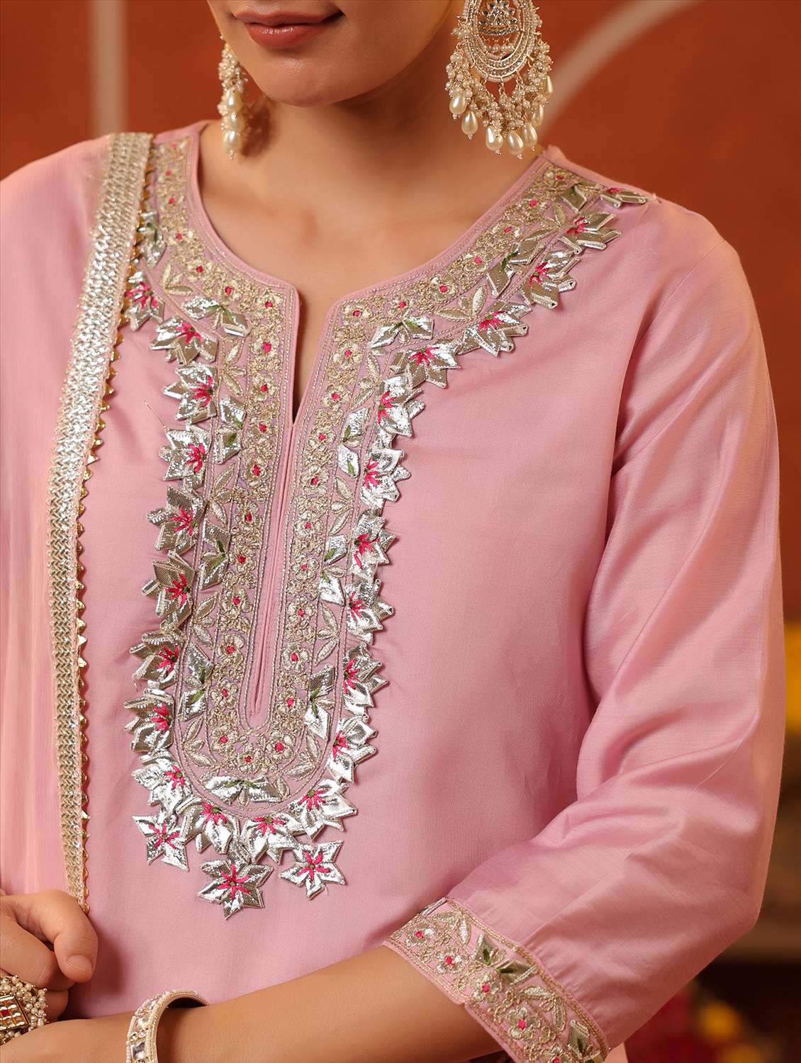 women three quarter sleeve kurta sharara with dupatta set - 22062082 - Standard Image - 6