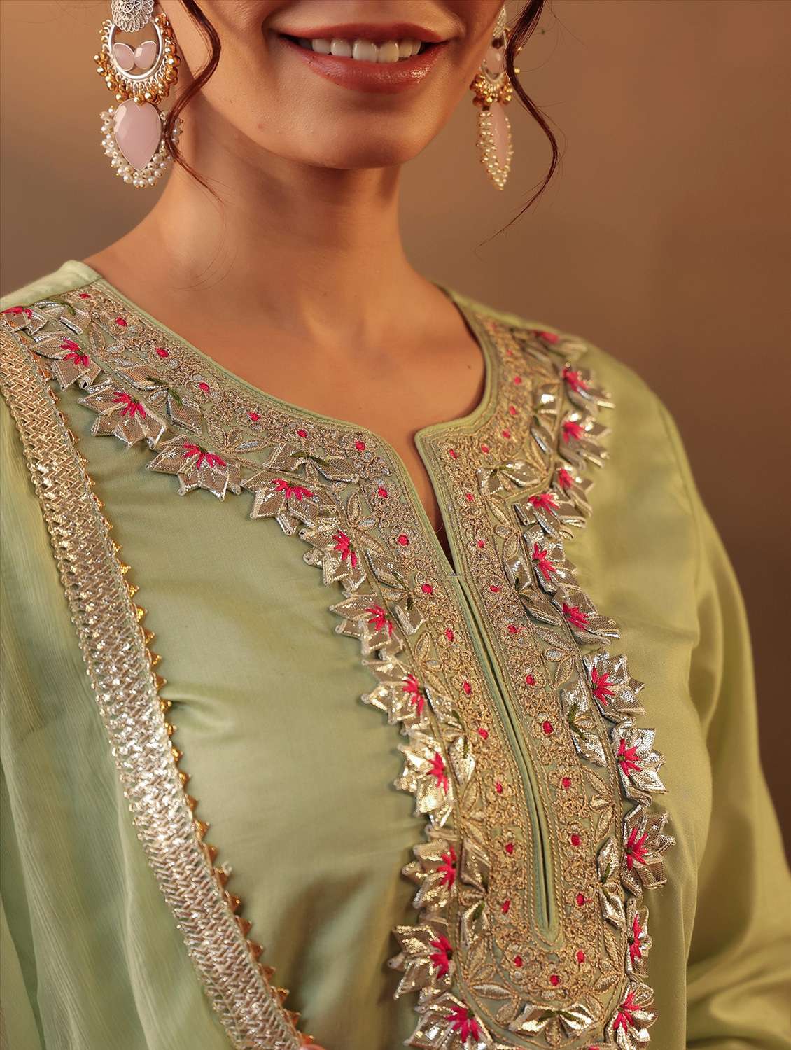 women three quarter sleeve kurta sharara with dupatta set - 22062083 - Standard Image - 6