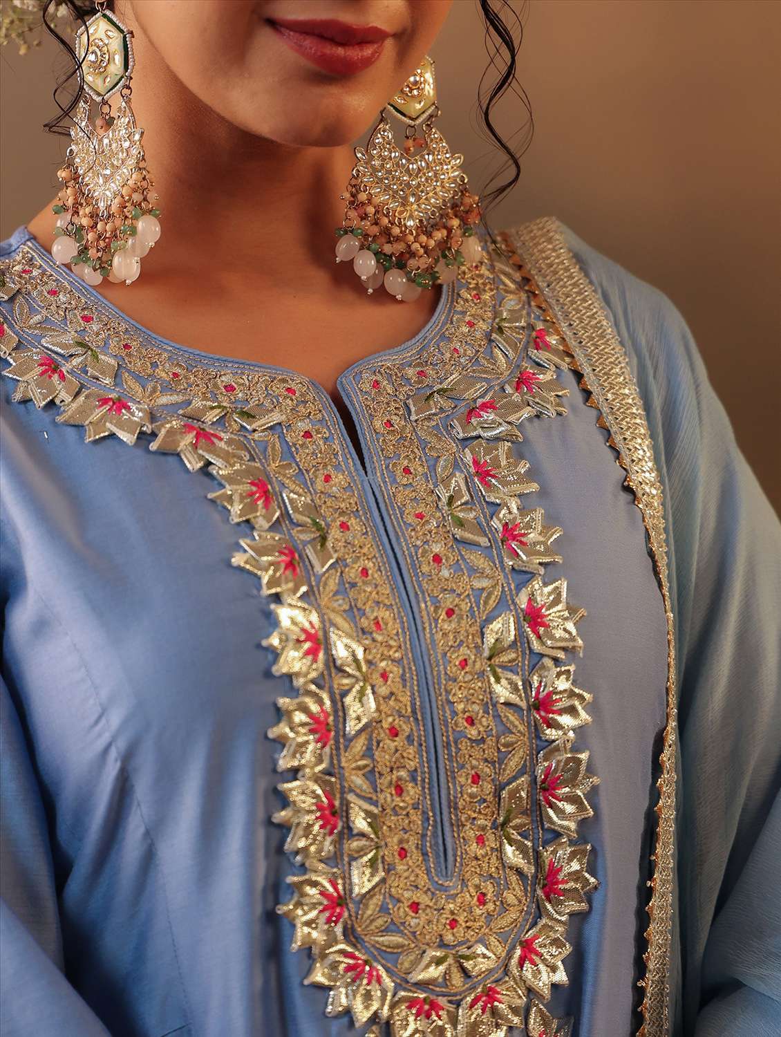 women three quarter sleeve kurta pant with dupatta set - 22062086 - Standard Image - 6