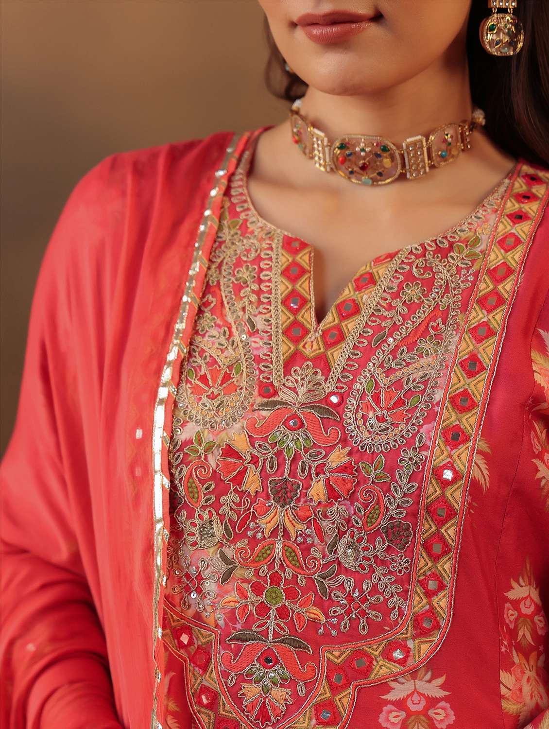 women three quarter sleeve kurta pant with dupatta set - 22062090 - Standard Image - 6