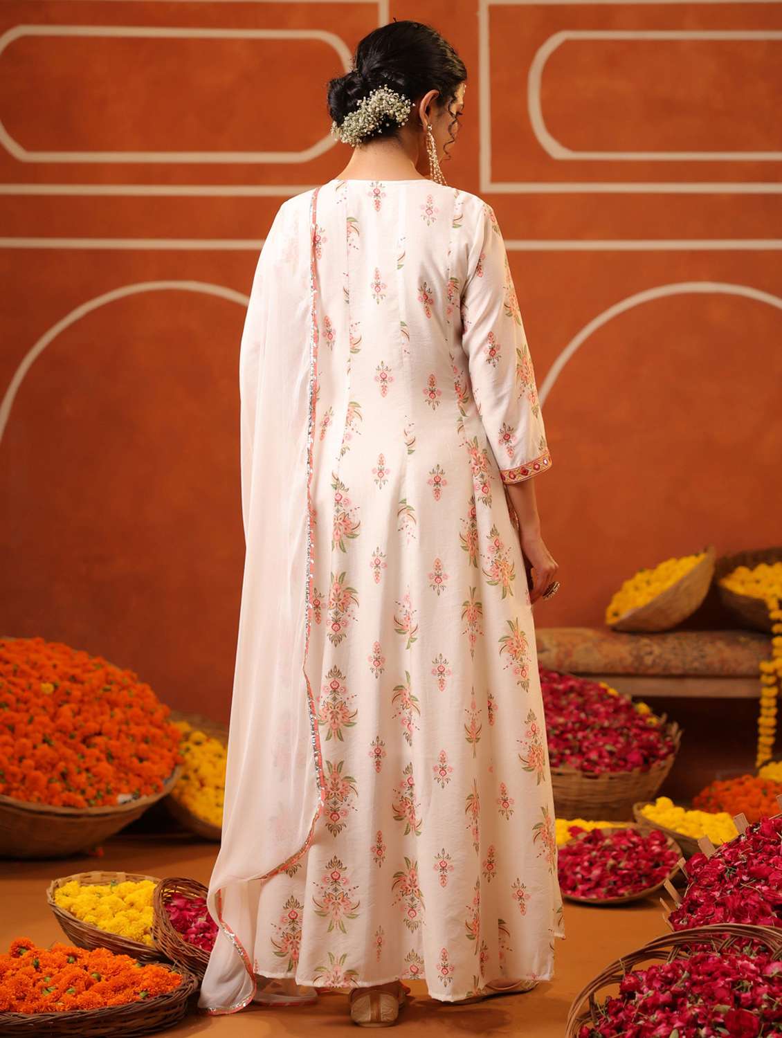 women three quarter sleeve kurta pant with dupatta set - 22062091 - Standard Image - 4