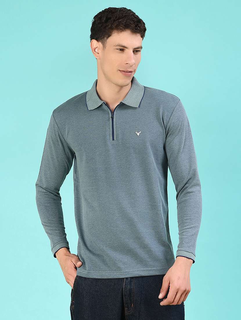 men solid long sleeve regular fit polo t-shirt - 22062329 -  Standard Image - 1