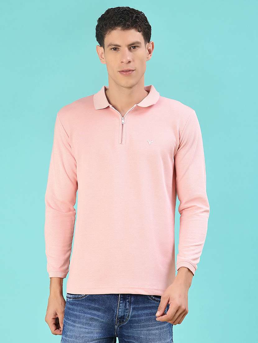 men solid long sleeve regular fit polo t-shirt - 22062330 -  Standard Image - 1