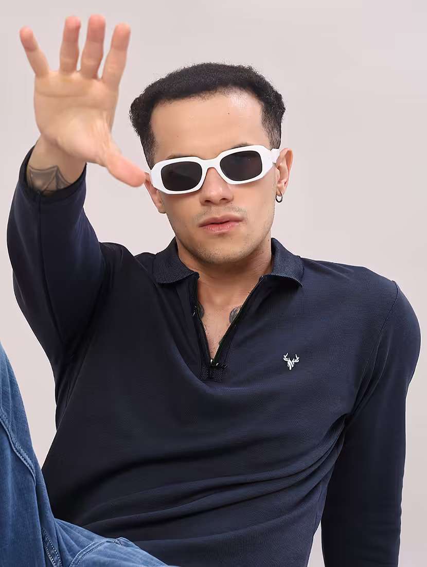 men solid long sleeve regular fit polo t-shirt - 22062332 -  Standard Image - 1